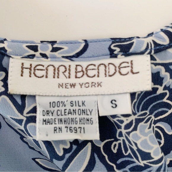 Henri Bendel Floral Silk Tank Top Small Blue - Picture 4 of 5
